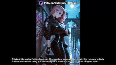 Biker Futa Dominates Pink-Haired Girl in Alley Leather Sex AI