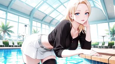 Black And White Uniform Is Insane She Adjusts Skirt While Gazing Deep With Sun Kissed Wetness And Teasing Distance You Can't Handle Blonde Secretary