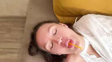 Caught My Student Friend Jerking Off And Fuck Her In The Mouth For It