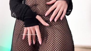 Goth Girl Black Fishnet Dress Teasing Big Ass Bending Over For Your Cock