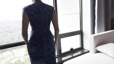 Asian MILF Amateur Qipao Dress Teaser Couple Blowjob Creampie Homemade