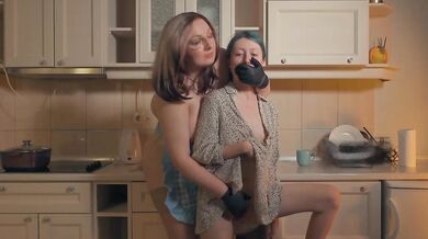 Hand Over Mouth Dominated Kitchen Gushing Stepdaughter Skinny Petite Taboo Milf Black Gloves Humiliatrix