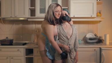 Hand Over Mouth Dominated Kitchen Gushing Stepdaughter Skinny Petite Taboo Milf Black Gloves Humiliatrix