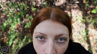 Neighbor Tattoo Girl Sloppy Cumshot Deepthroat Blowjob in the Woods Under Open Sky