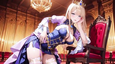 Blonde Princess Destroyed By Golden Throne Gushing Choked
