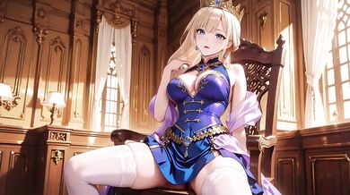 Blonde Princess Destroyed By Golden Throne Gushing Choked