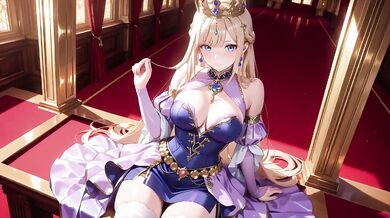 Blonde Princess Destroyed By Golden Throne Gushing Choked