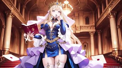 Blonde Princess Destroyed By Golden Throne Gushing Choked