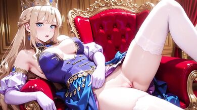 Blonde Princess Destroyed By Golden Throne Gushing Choked