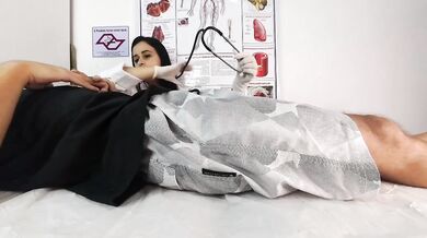 Hot Nurse Caught Him Jerking Off and Gave Him a Titty Job Until He Came in Her Mouth