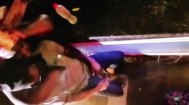 Bartender Destroyed Ebony Patron With Big Black Cock And Gushing Blowjob Backshots For Belated Birthday