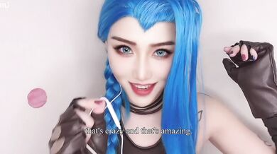 Jinx humiliates your small dick ordering you to cum and eat your own load