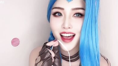Jinx humiliates your small dick ordering you to cum and eat your own load