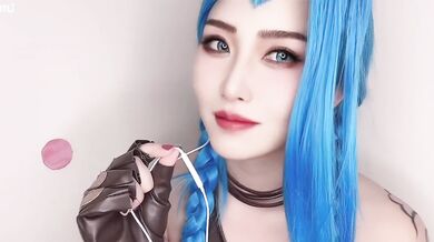 Jinx humiliates your small dick ordering you to cum and eat your own load