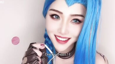 Jinx humiliates your small dick ordering you to cum and eat your own load