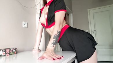 Shaved College Blonde Masturbating With Dildo Riding Pussy Fingering Solo Female Orgasm