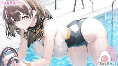 ARknights Hentai Magallan Big Tits Swimsuit Blowjob Cumshot By Egg2Art