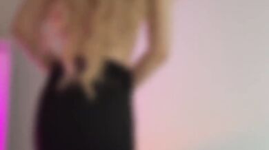 Skinny Fit Blonde Teases in See-Through Black Short Dress