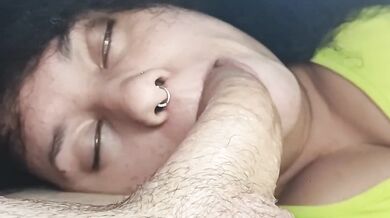 Slo Mo Deep Throat Ebony Latina Spit Blowjob Ends In Gushing Cum Dripping Messy Facial Close Up