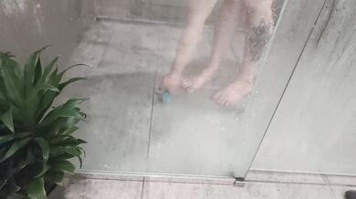 Petite Amateur Shower Ride Destroyed by Butt Plug Then Dildo Gushing Wet Tight Ass