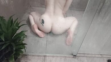 Petite Amateur Shower Ride Destroyed by Butt Plug Then Dildo Gushing Wet Tight Ass