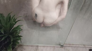 Petite Amateur Shower Ride Destroyed by Butt Plug Then Dildo Gushing Wet Tight Ass