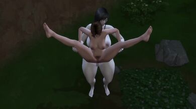 Lost Girl Drained by Futa Monster in Forest Animation
