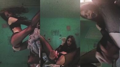 Goth Babe Testing Limits Solo Fingering Big Dildo Butt Plug Handcuffed