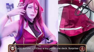 Marine Houshou Tries to Game Her Pussy With Vibrador Solo Cosplay Tease