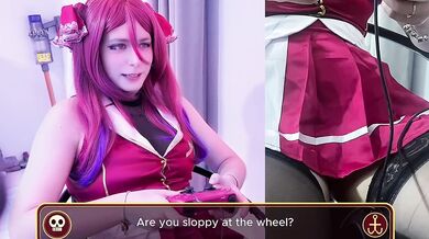 Marine Houshou Tries to Game Her Pussy With Vibrador Solo Cosplay Tease