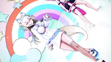 MMD Hololive Fuwawa Mococo Hakui Aqua Chloe Kara Destroyed Gushing Choked in HD Porn