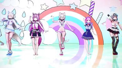 MMD Hololive Fuwawa Mococo Hakui Aqua Chloe Kara Destroyed Gushing Choked in HD Porn