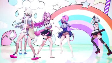 MMD Hololive Fuwawa Mococo Hakui Aqua Chloe Kara Destroyed Gushing Choked in HD Porn