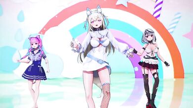 MMD Hololive Fuwawa Mococo Hakui Aqua Chloe Kara Destroyed Gushing Choked in HD Porn