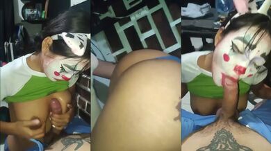 Clownette Cosplay Deepthroat and Titjob Gushing Cumshot Asian