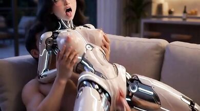 Cartoon AI Robot Destroyed My Best Orgasm Gushing Choked Anal Babe
