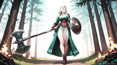 Private Rest Under Stone Archway Warrior Pants With Giant Axe