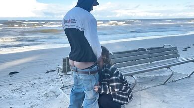 Dripping Creampie Public Beach Tattoed Muscle Man Rough Sex