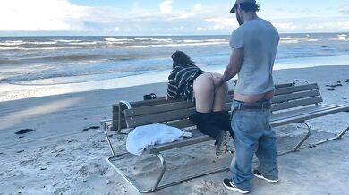 Dripping Creampie Public Beach Tattoed Muscle Man Rough Sex