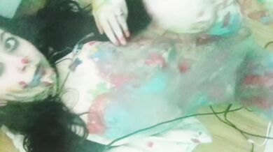 Goth body paint submissive 18 year cute girl gushing chemical ass