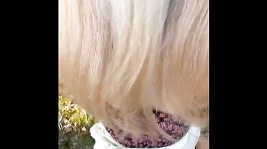 Blondessa Destroyed Gushing Choked Tranny Trainer in Forest After Jogging