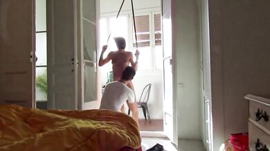 I Tie and Blind Brunette Friend for Hardcore Doggystyle and Blowjob