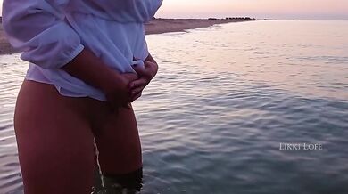 Horny Blonde MILF Piss Compilation On Beach Beach Public Pissing Gushing Solo