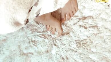 Horny Girlfriend Blonde Feet Rubbing on Rug Fetish Solo POV