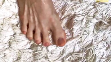 Horny Girlfriend Blonde Feet Rubbing on Rug Fetish Solo POV