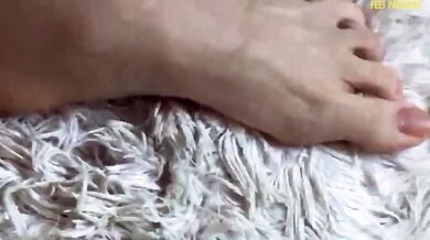 Horny Girlfriend Blonde Feet Rubbing on Rug Fetish Solo POV