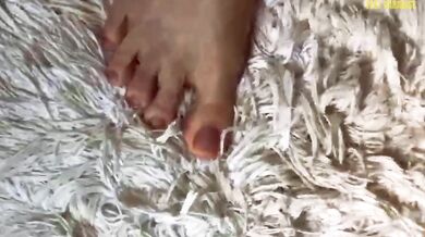 Horny Girlfriend Blonde Feet Rubbing on Rug Fetish Solo POV