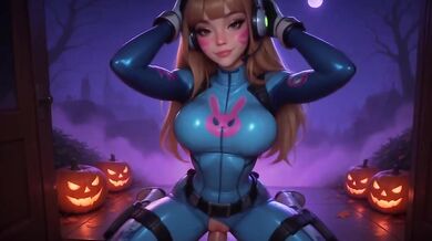 Trick or Treat Jill and D.Va Knock on Your Door Destroyed Gushing Choked