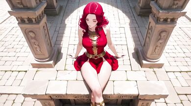 Redhead Warrior Destroyed In Grand Colonnade With Barely Contained Thighs