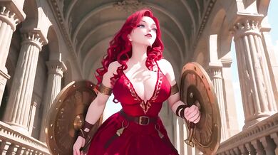 Redhead Warrior Destroyed In Grand Colonnade With Barely Contained Thighs